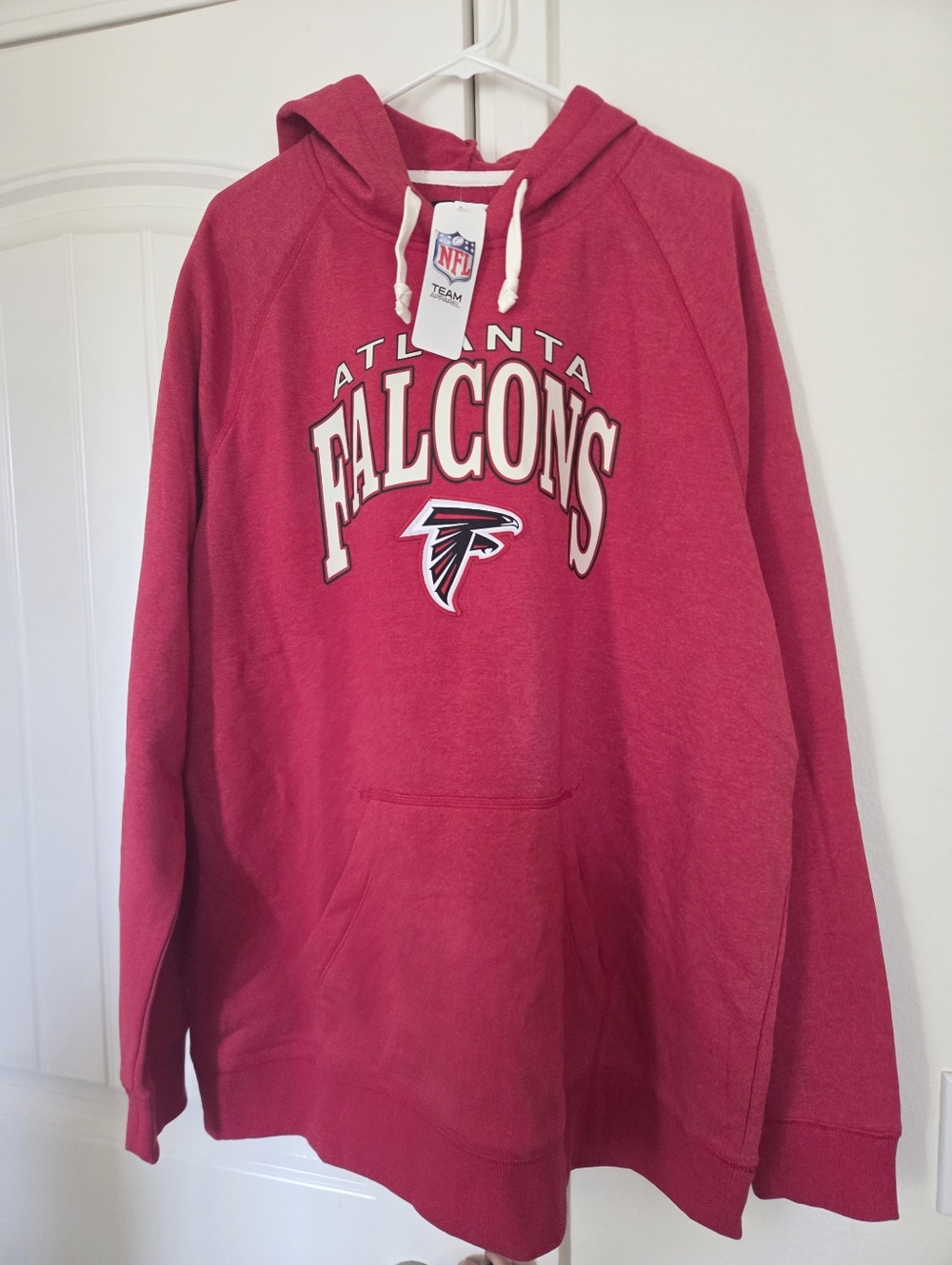 NFL Team Apparel Red Pullover Hoodie with White Drawstrings